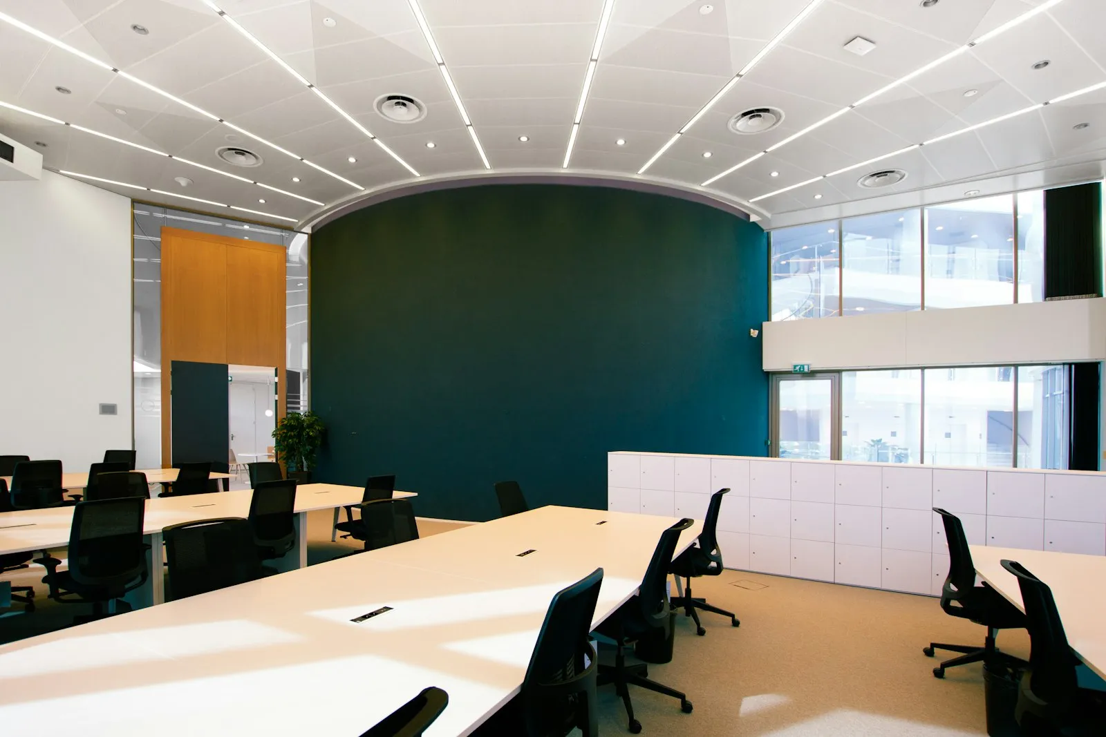 An empty conference room, ready for a team session